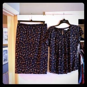 Boden Blue/Tan Top and Skirt. Never worn.